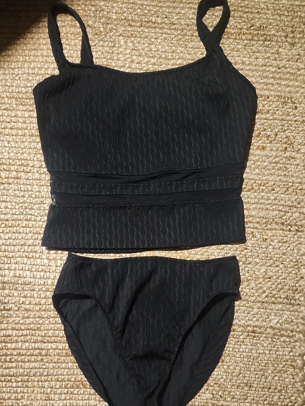 Black Textured Two-Piece Women’s Swim Set